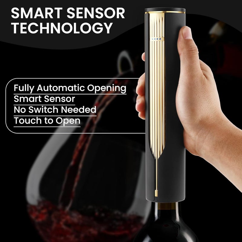 BLUBYEES Electric Wine Bottle Opener with Charging Base & Built-in Foil Cutter – Rechargeable Intelligent Touch-Activated Automatic Corkscrew – Luxury Christmas Wine Gifts for Women, Men, Seniors - Image 2